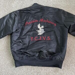 Vintage Game Sportswear Jacket Mens XL Black Quilted Precision Machining TCJVS